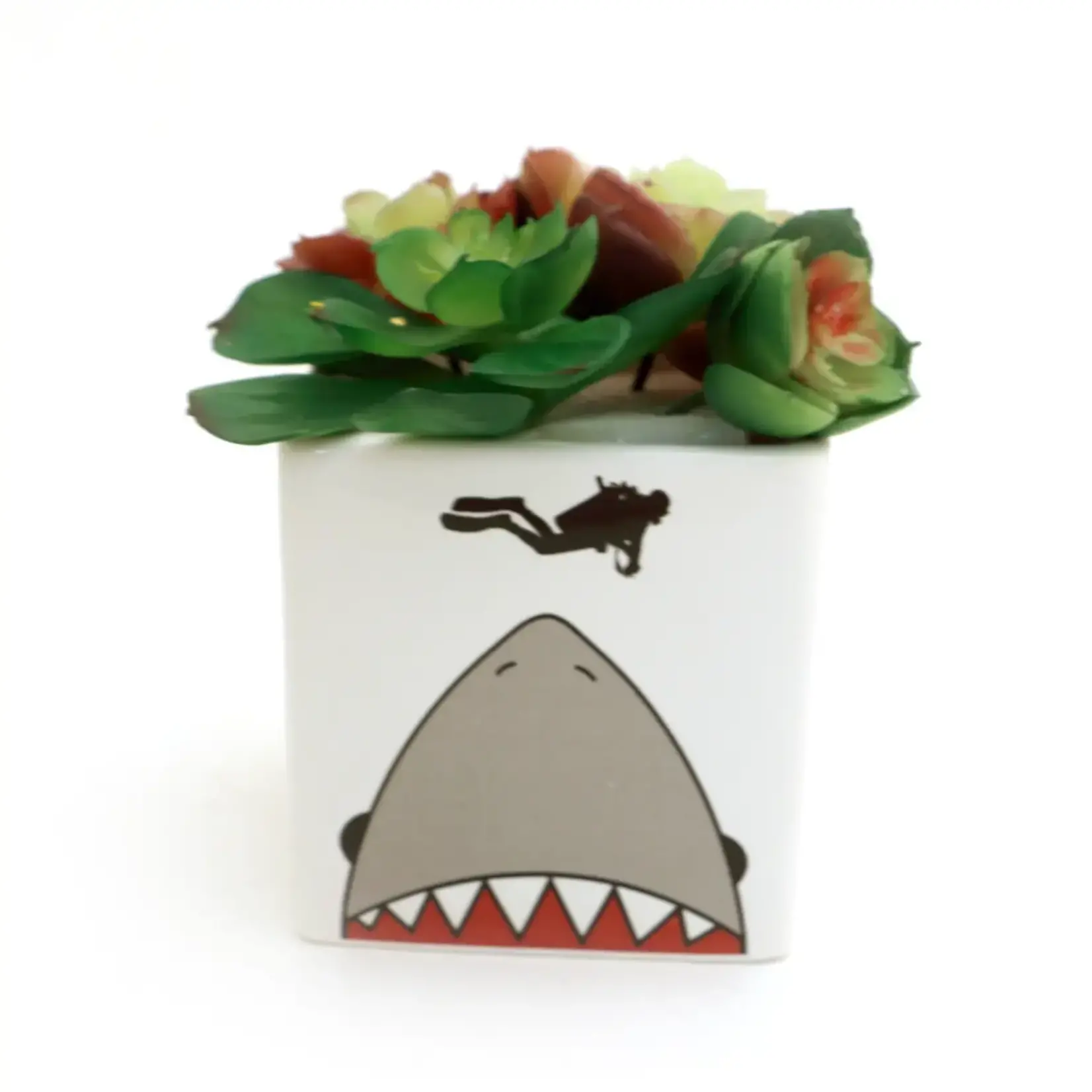 Vase/ Planter - Shark & Scuba Diver