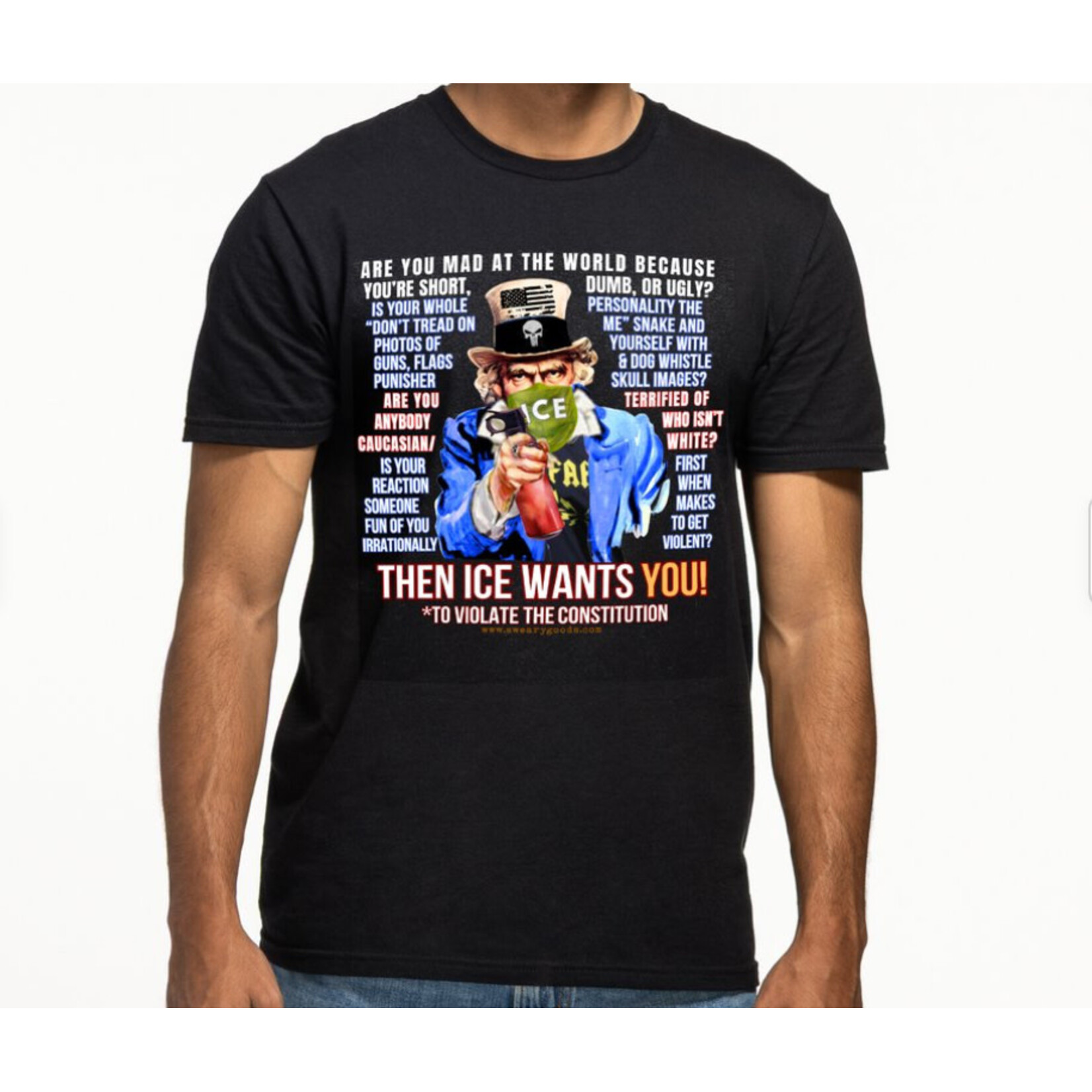 Bad Annie’s T-Shirt - Mad At The World Because You’re Short, Dumb, Ugly? Whole Personality “Don’t Tread On Me” Snake Photos With Guns, Flags & Dog Whistle Punisher Skull Images? Terrified Of Anybody Who Isn’t White Then ICE Wants You To Violate The Constitution