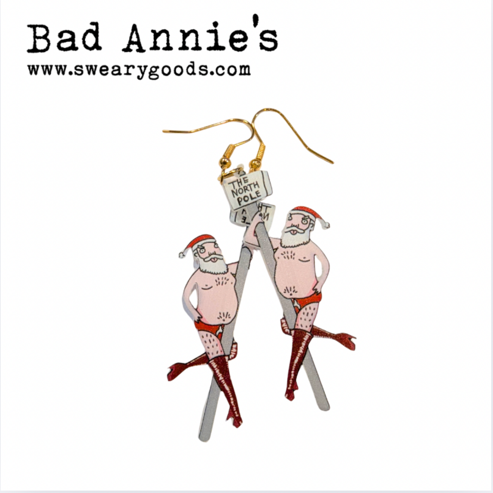 Earrings - Stripping Santa