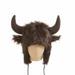 Hat - Brown / Black / Grey Furry Krampus With Tie Strings