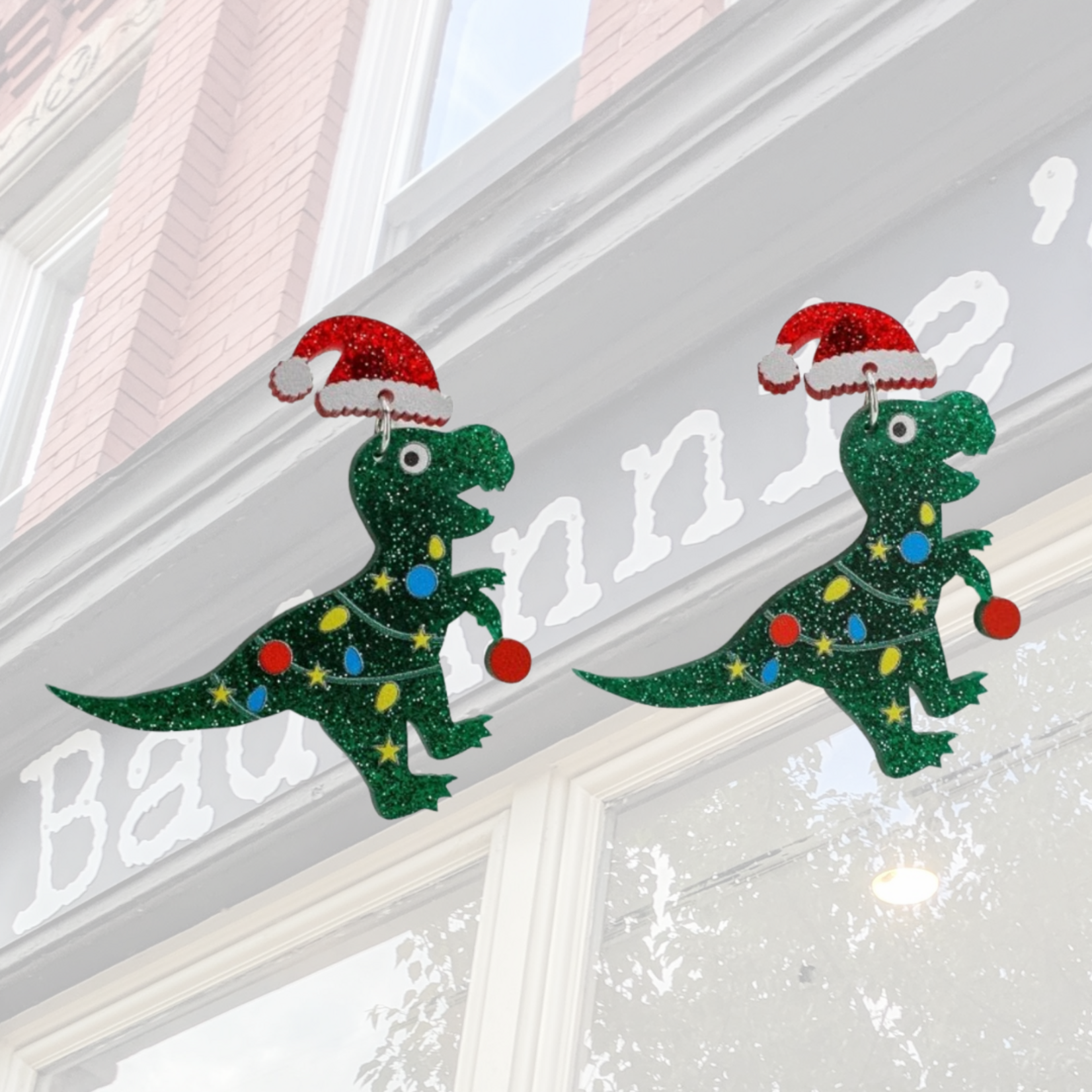 Earrings - Christmas Dino