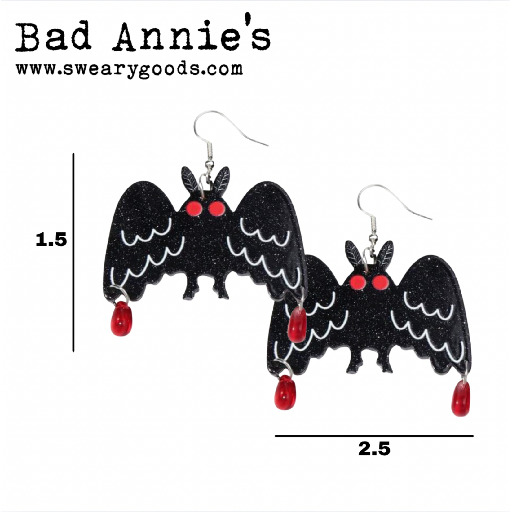 Earrings - Mothman (large acrylic)