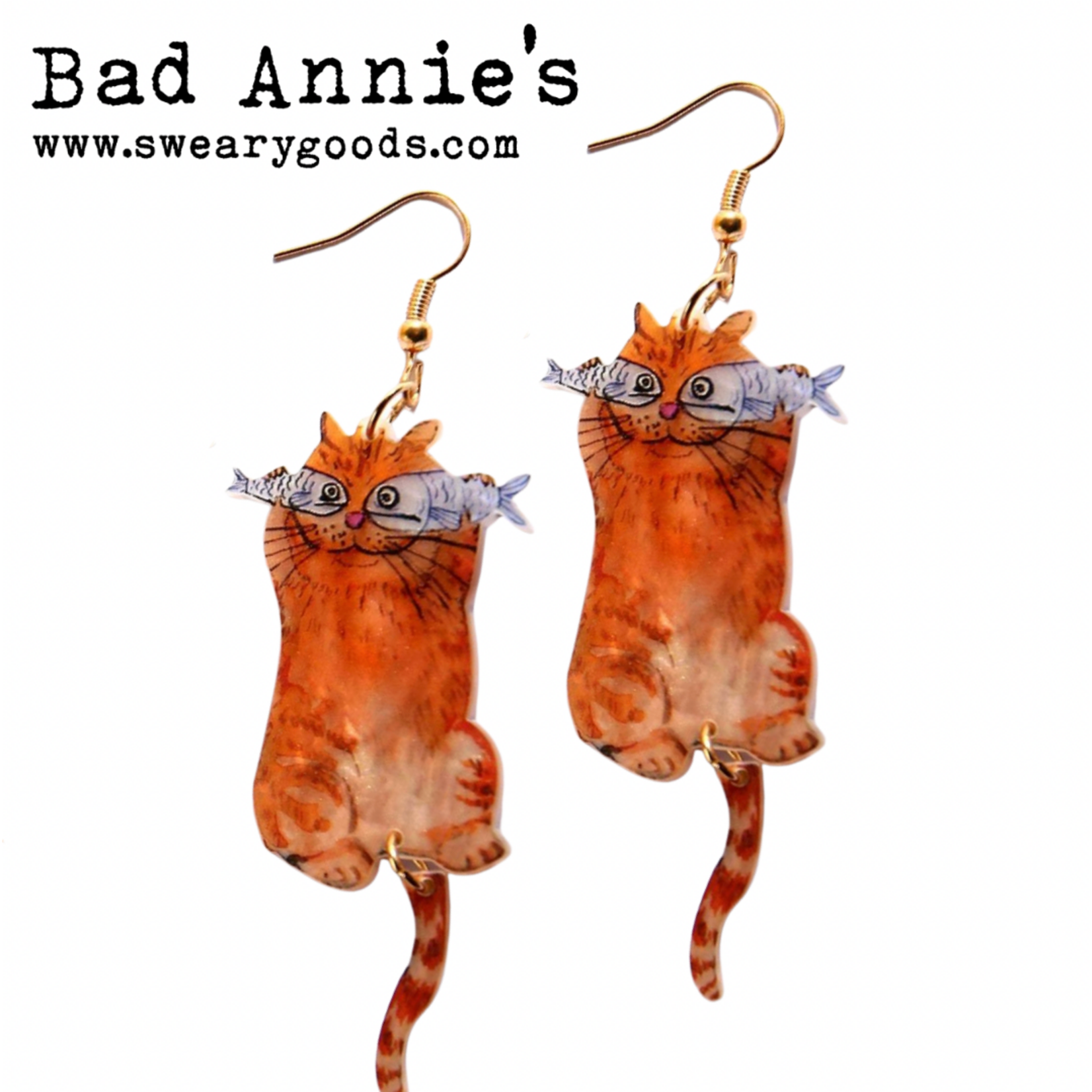 Earrings - Cat With Fish