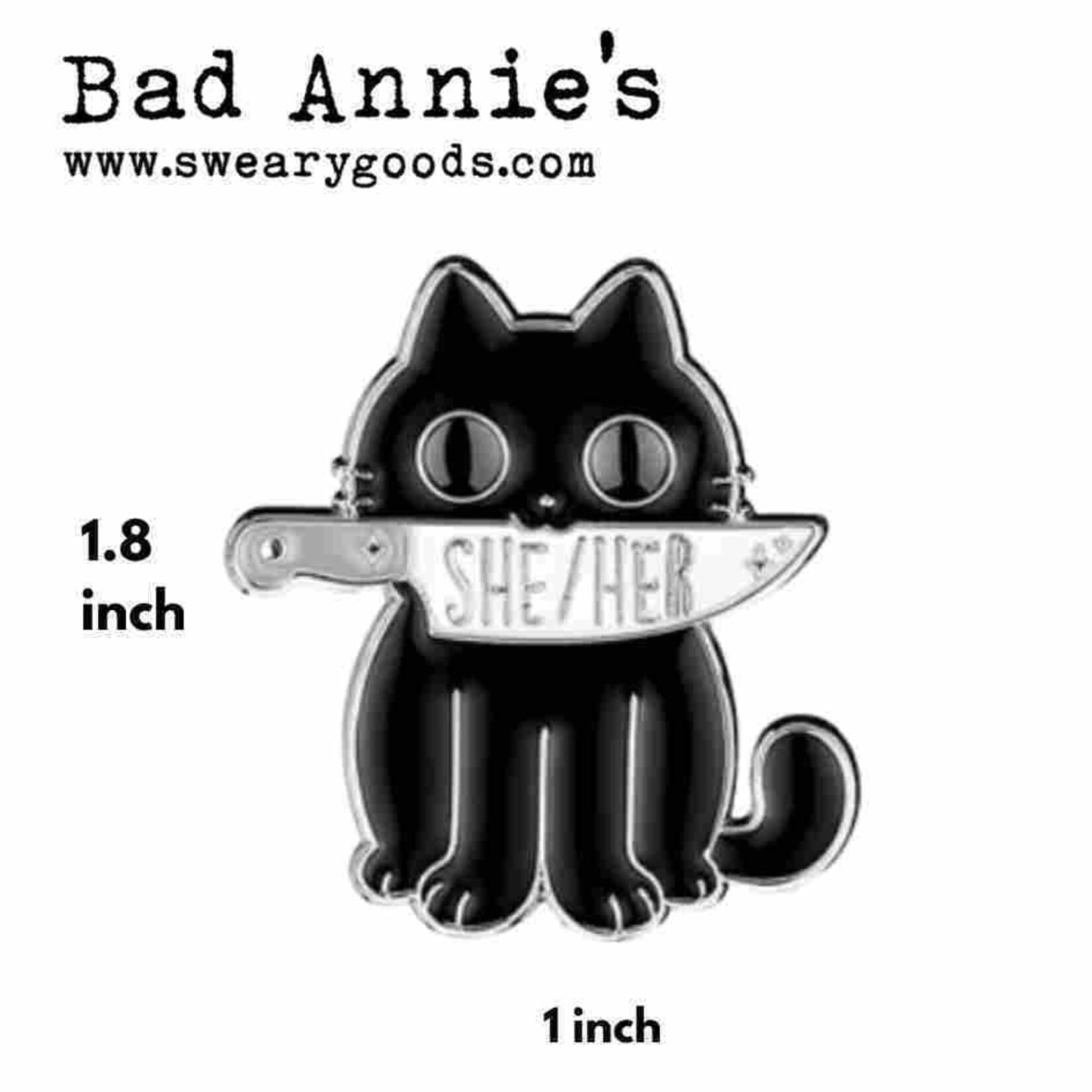 Pin - She/Her (Cat With Knife)