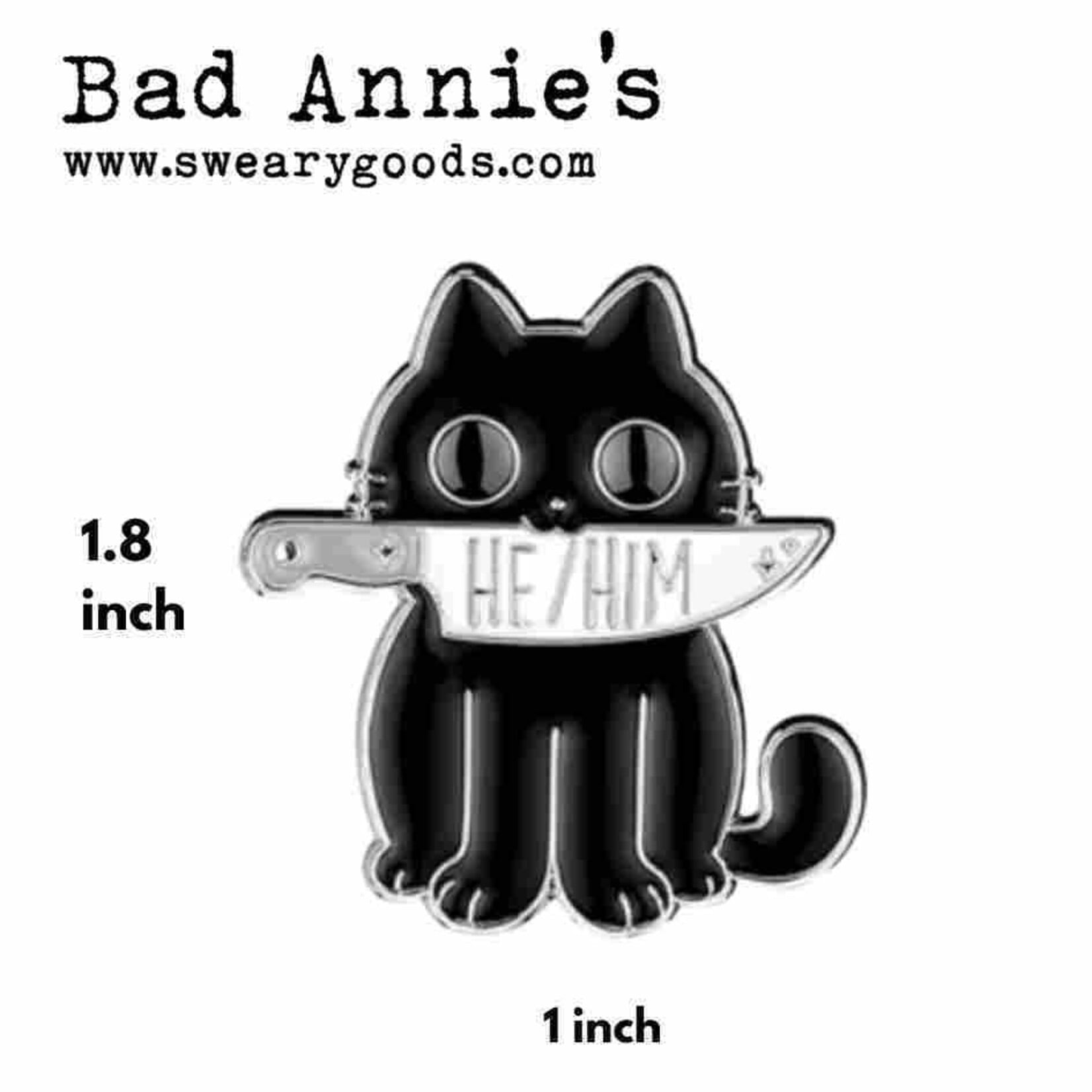 Pin - He/Him (Cat With Knife)