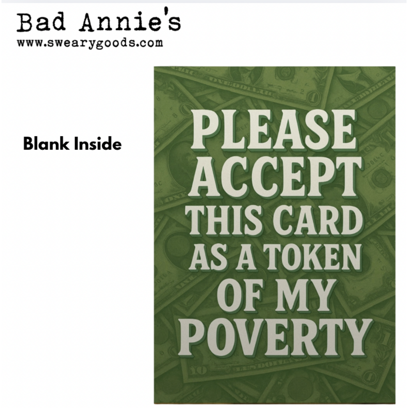 Card - Please Accept This Card As A Token Of My Poverty