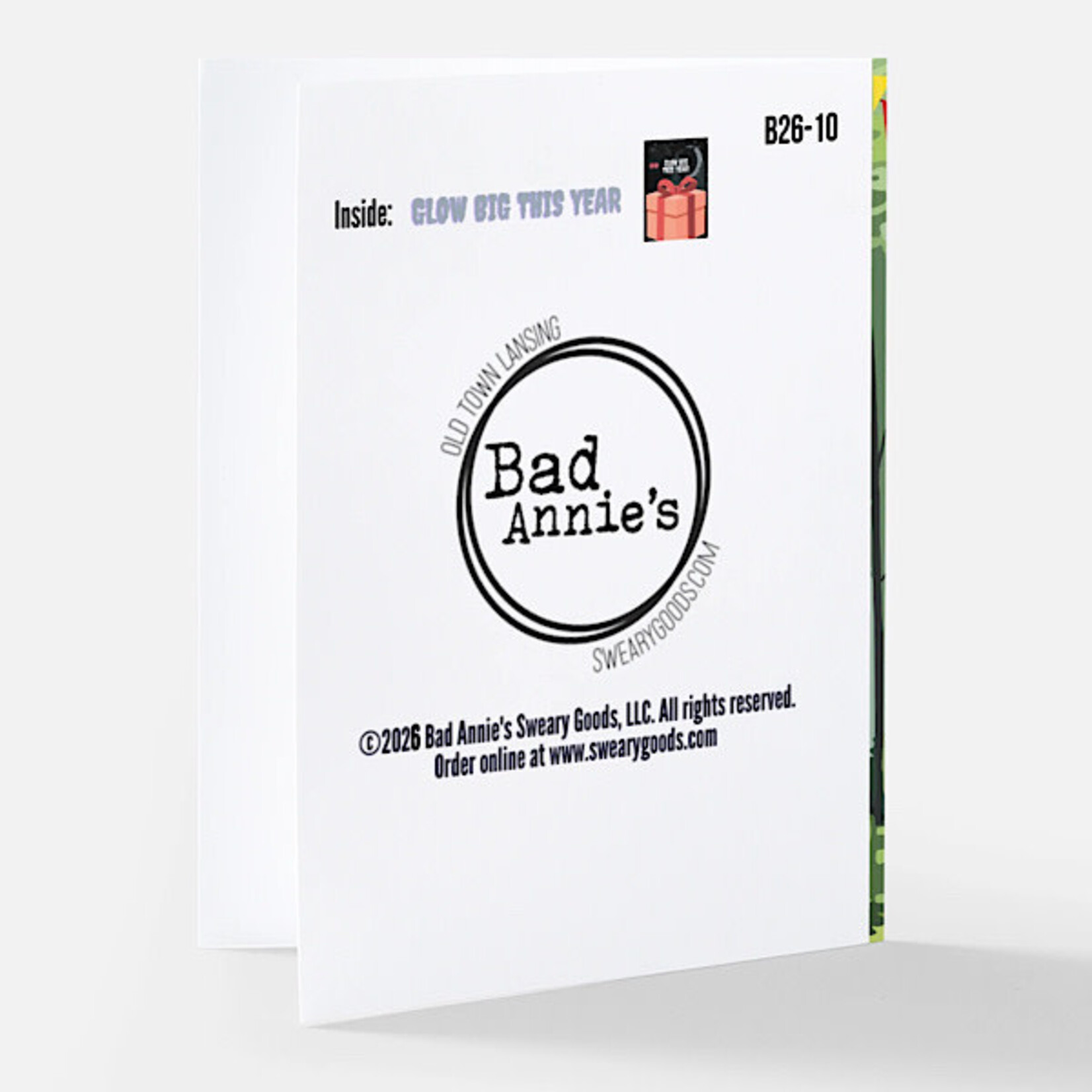 Bad Annie’s Card B26-10 - Happy Birthday INSIDE: Glow Big This Year (Mothman)