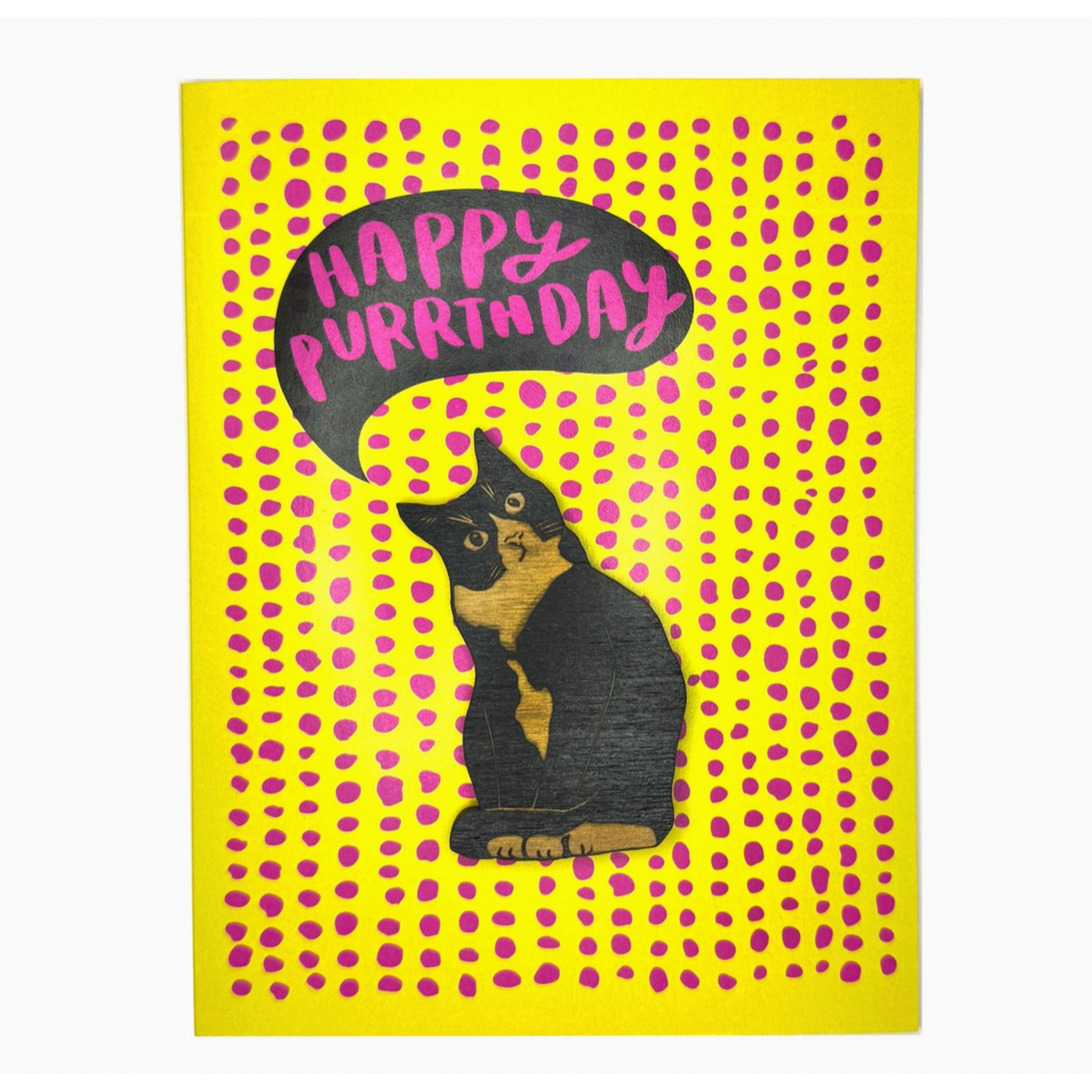 Card - Happy Purrthday (With Curious Cat Magnet)