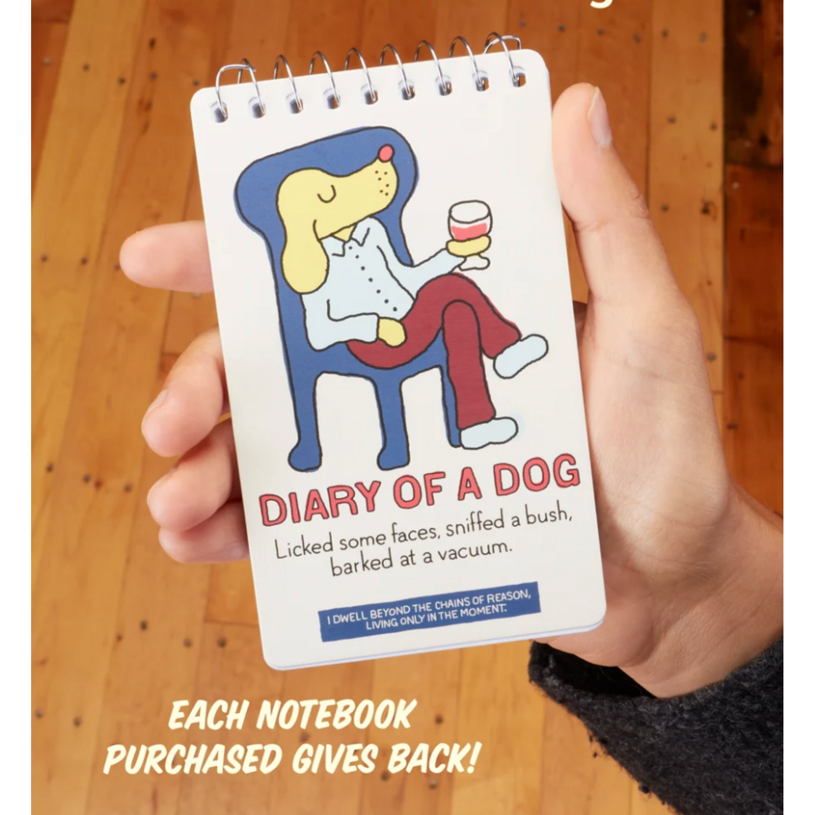 Small Notebook - Diary Of A Dog - Licked faces, sniffed a bush, barked at a vacuum