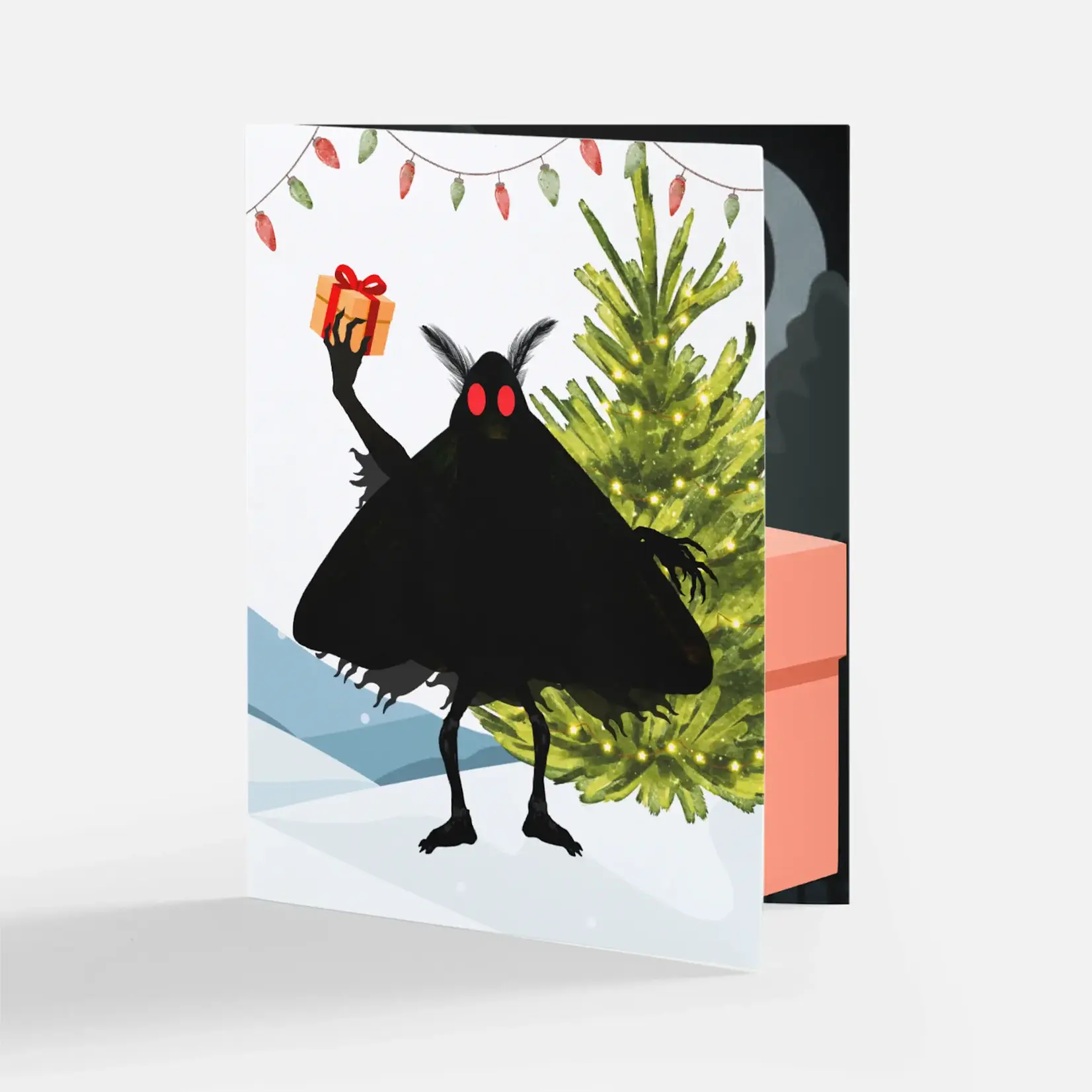 Bad Annie’s Card - Mothman Holding Present INSIDE: Glow Big This Year (Holiday)
