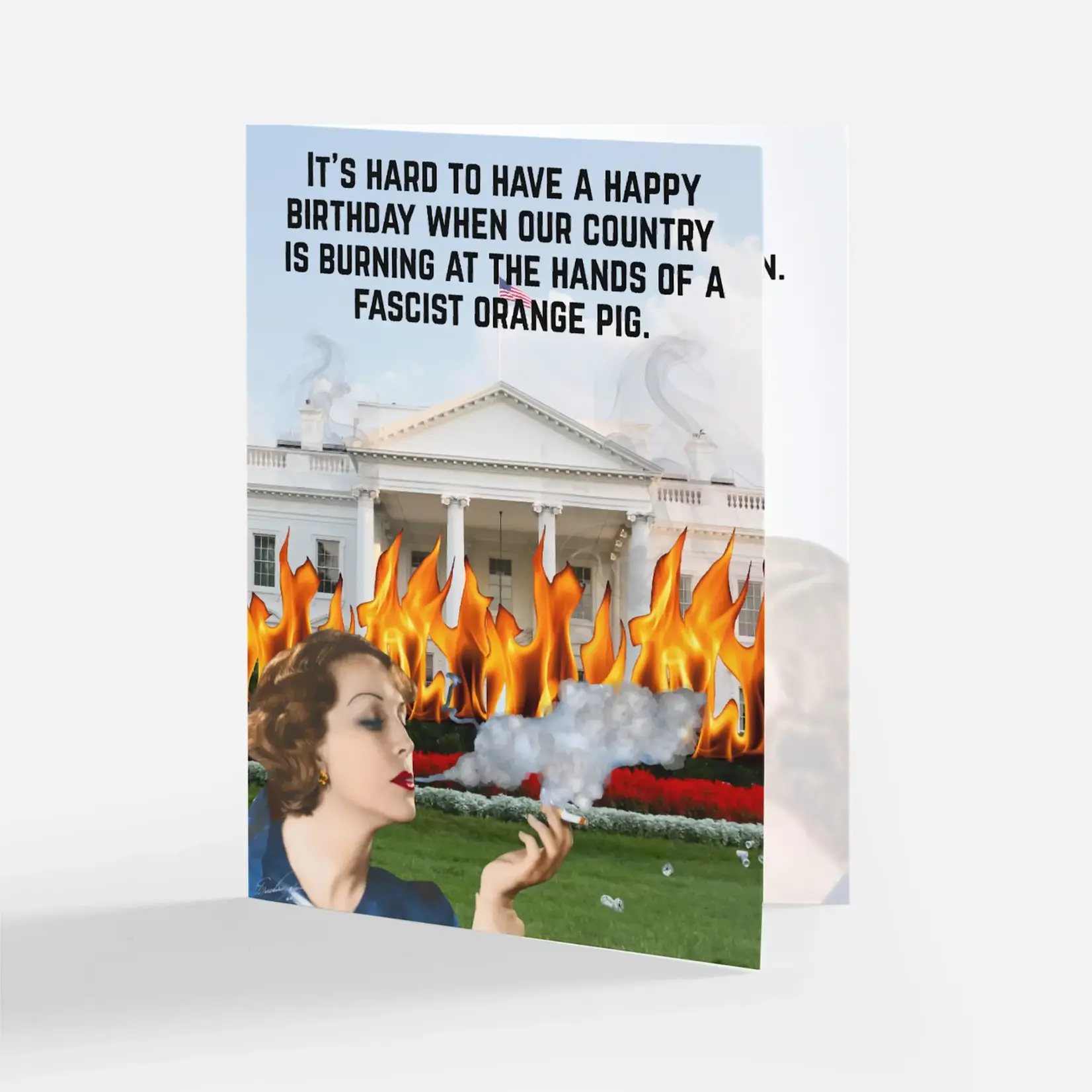Bad Annie’s Card - It’s Hard To Have A Happy Birthday When Our Country Is Burning At The Hands Of A Fascist Orange Pig. INSIDE: But At Least There’s Cake While We Plan The Revolution Happy Birthday!