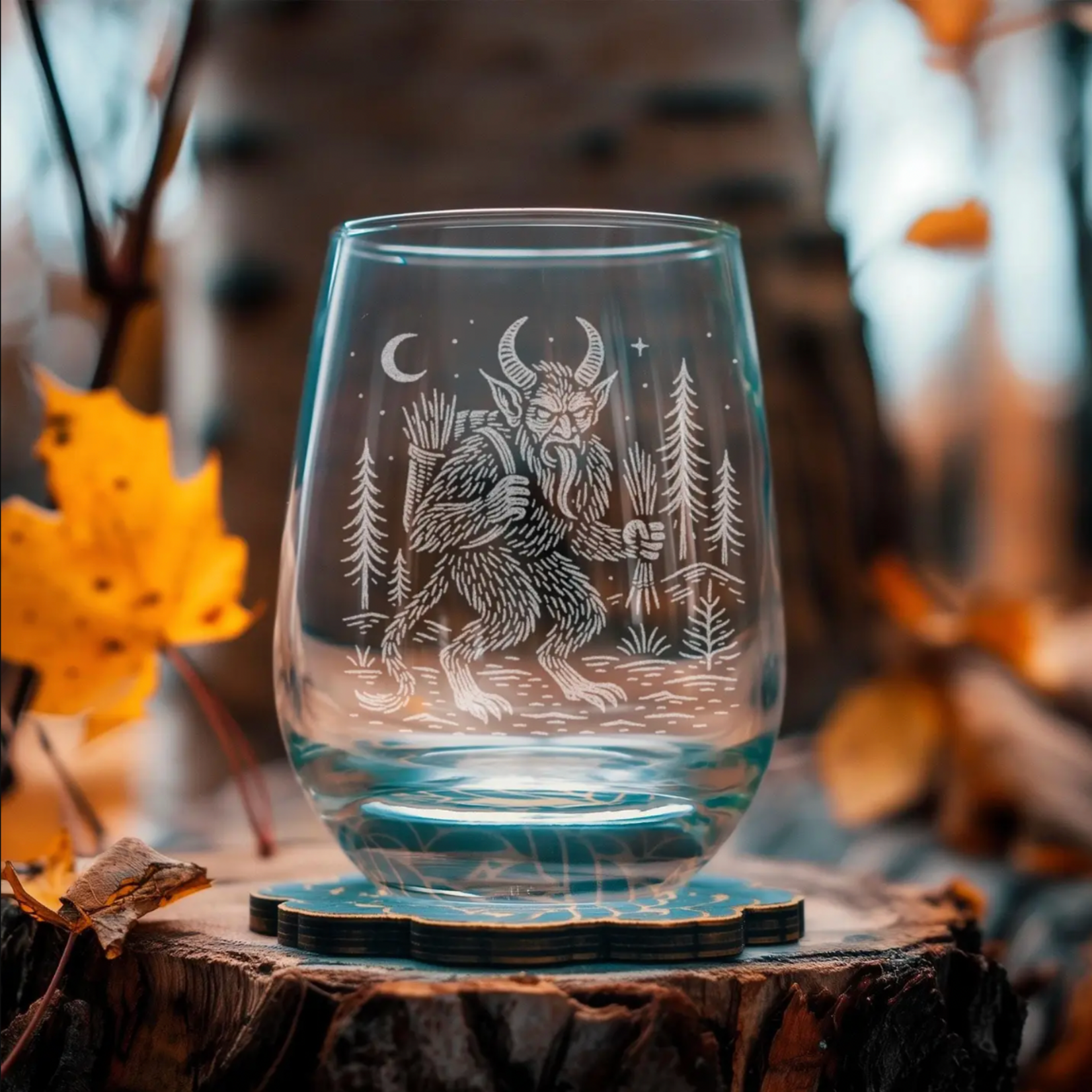 Glass (Stemless Wine) - Krampus - Boxed