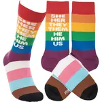 Socks (Unisex) - She Her They Them He Him Us (Pride Rainbow)
