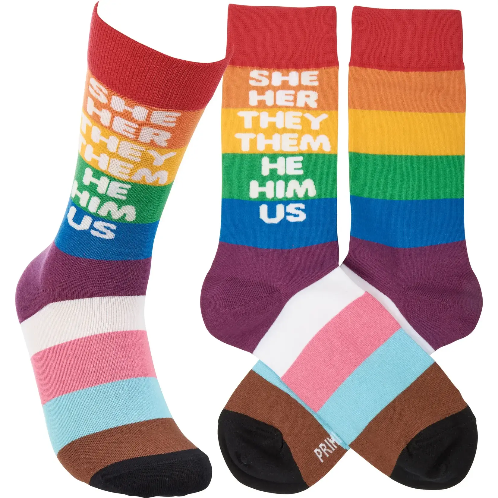Socks (Unisex) - She Her They Them He Him Us (Pride Rainbow)