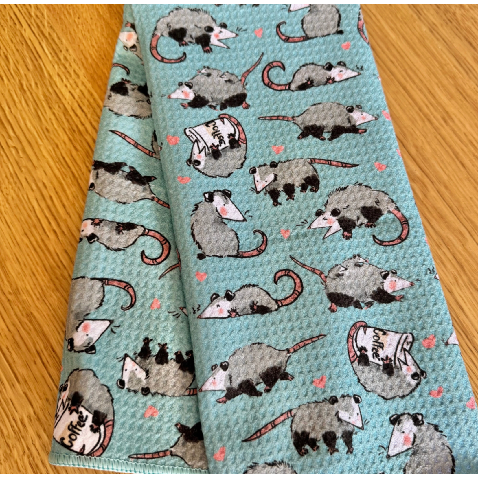 Dish Towel - Opossums & Coffee
