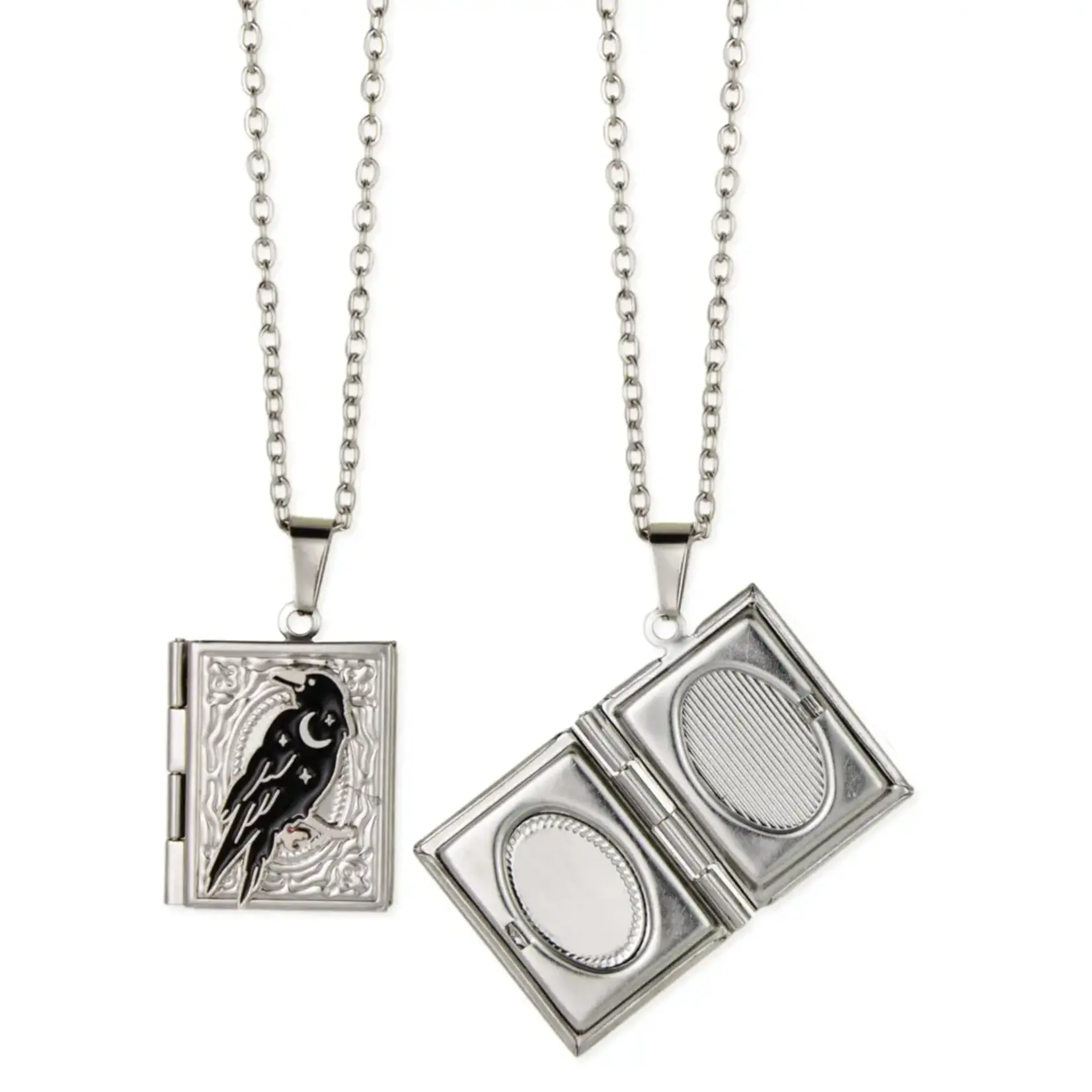 Necklace - Quoth the Raven Silver Raven Book Locket
