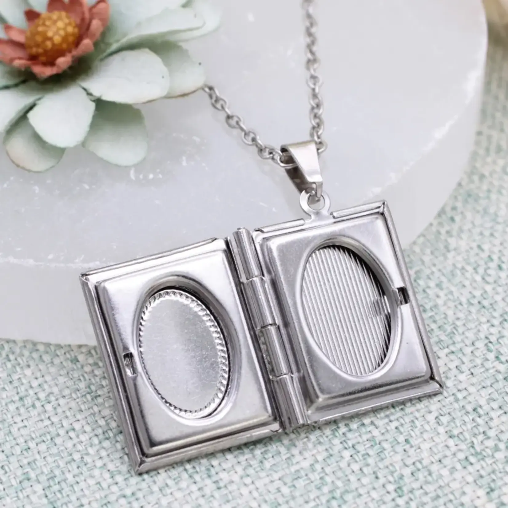 Necklace - Quoth the Raven Silver Raven Book Locket