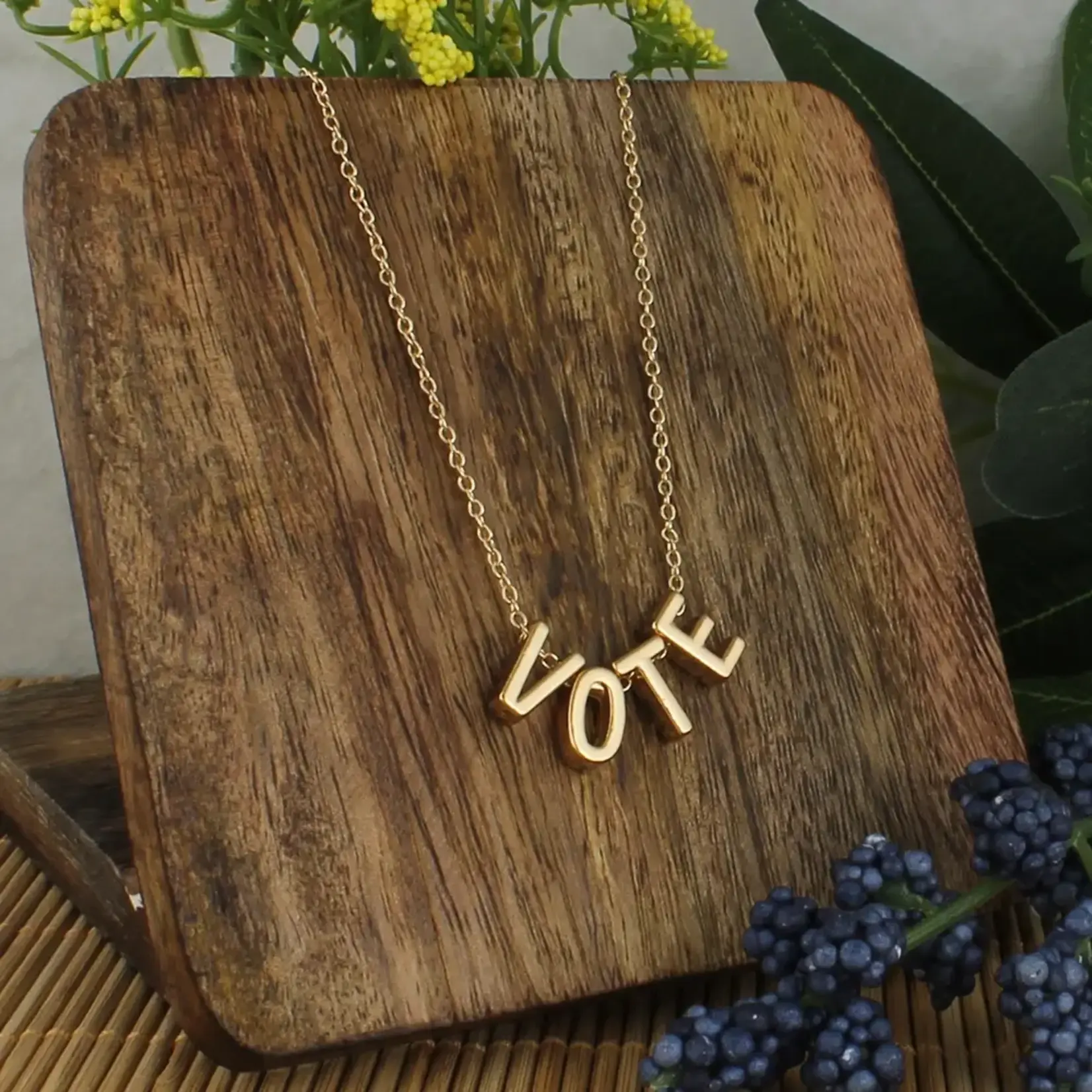 Necklace - Gold Letter Vote