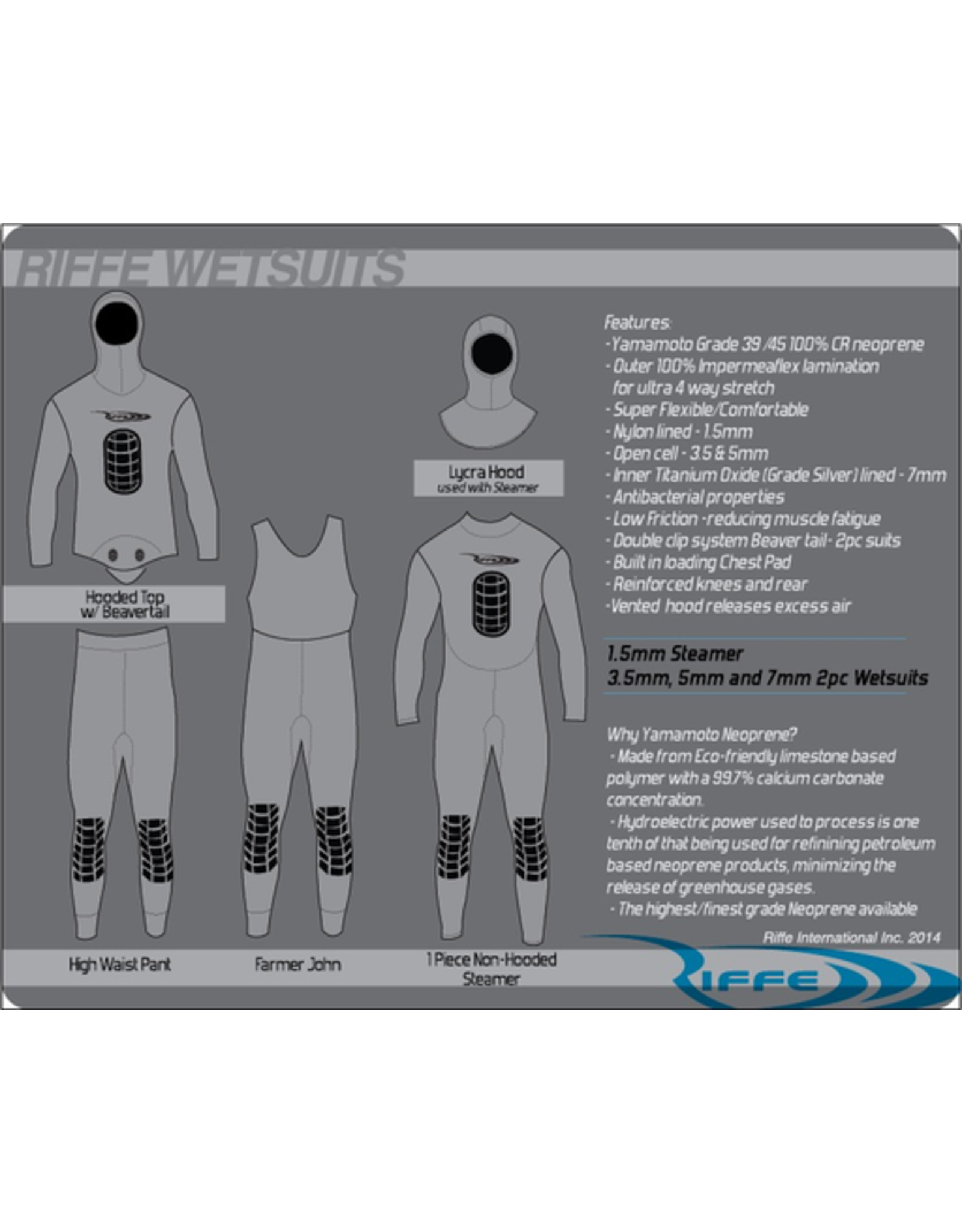 Riffe Riffe Covi-tek 2 Piece Farmer John 5MM Wet Suit