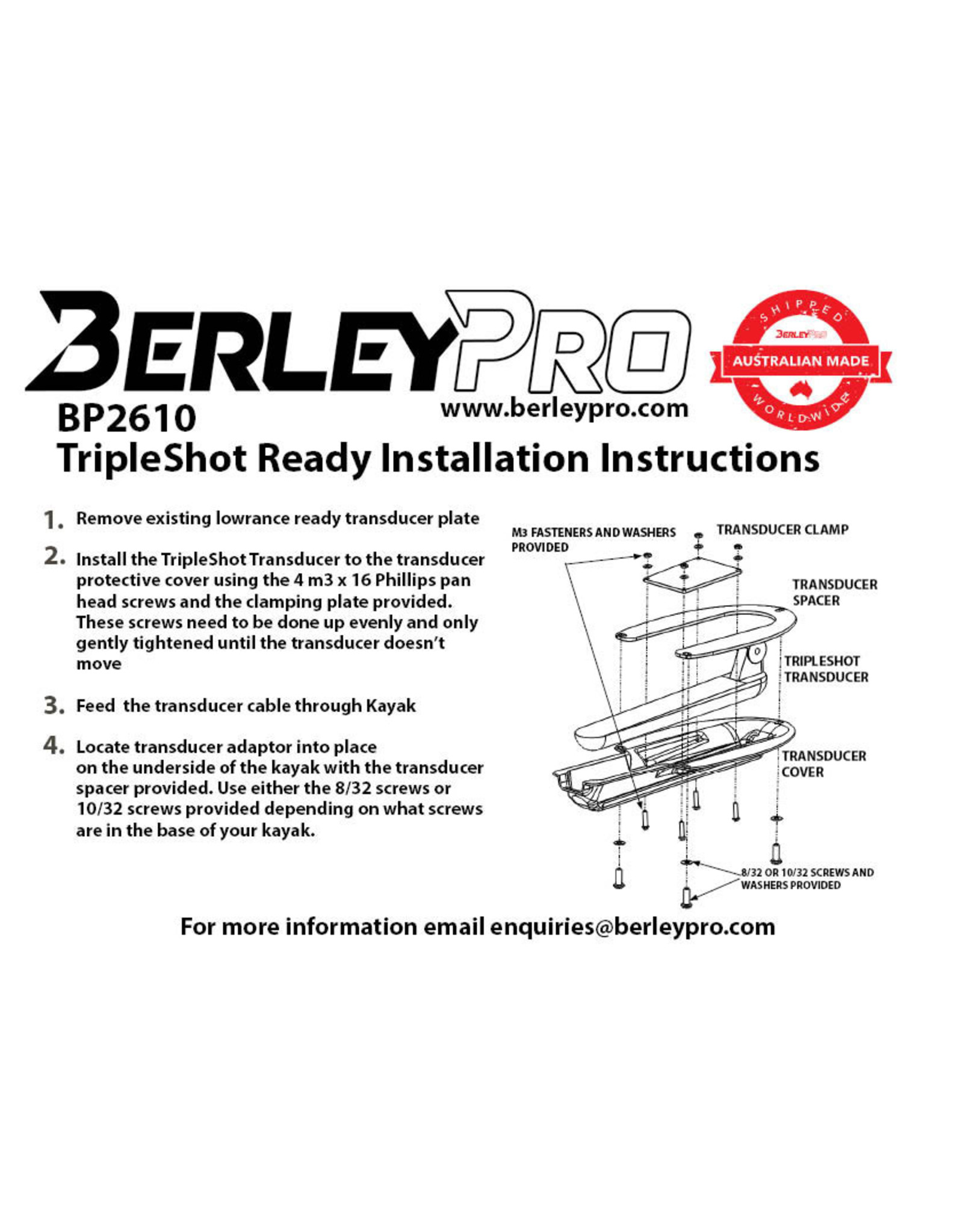 BerleyPro BerleyPro Lowrance TripleShot Transducer Mount - BP2610