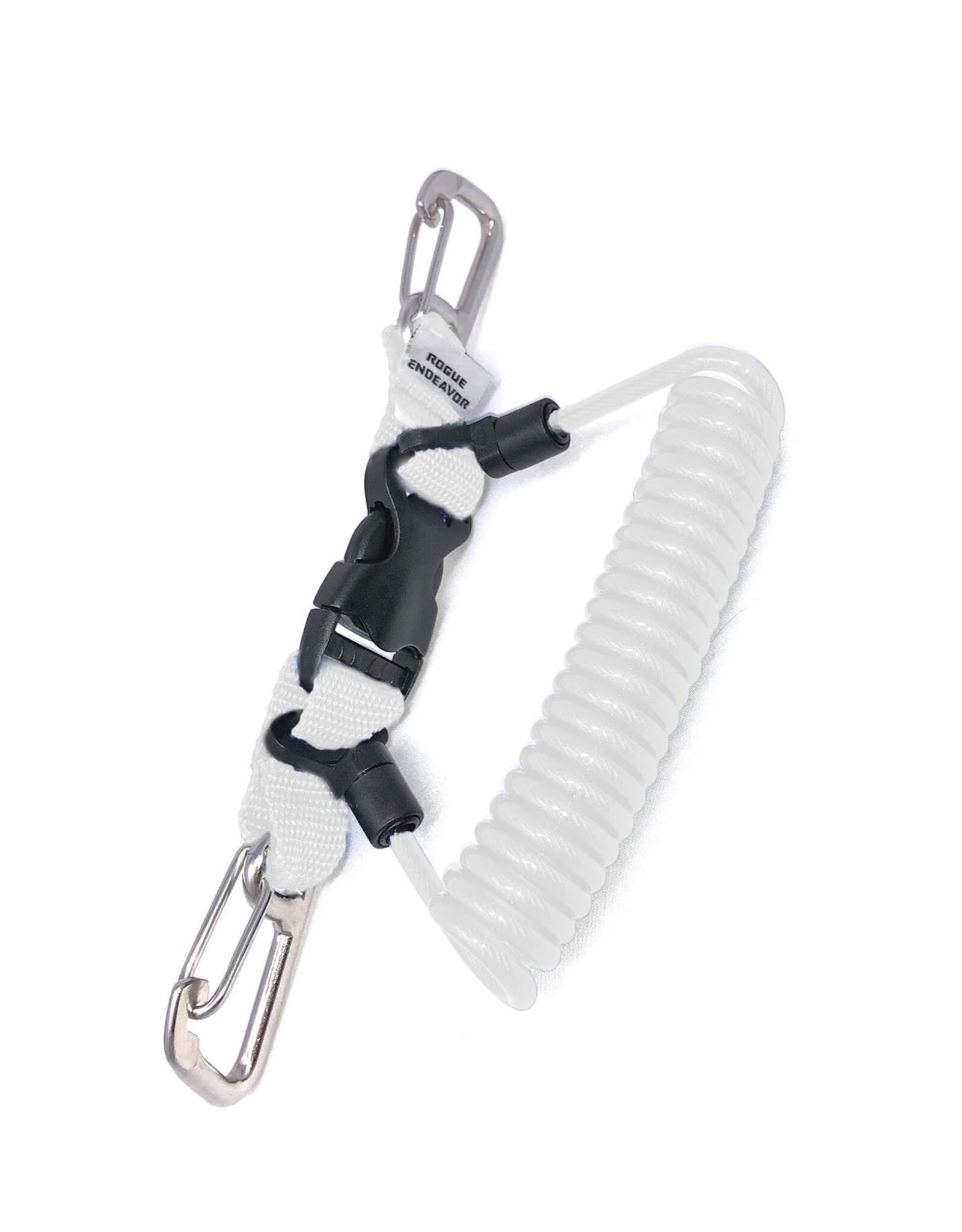 Rogue Endeavor Rogue Endeavor Coil Lanyard with Double 304 Stainless Clips- White
