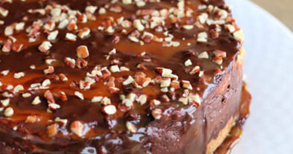 Pressure Cooker Chocolate Turtle Cheesecake