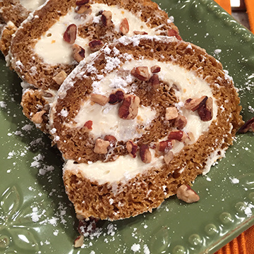 Pumpkin Roll with Maple Cream Cheese Filling
