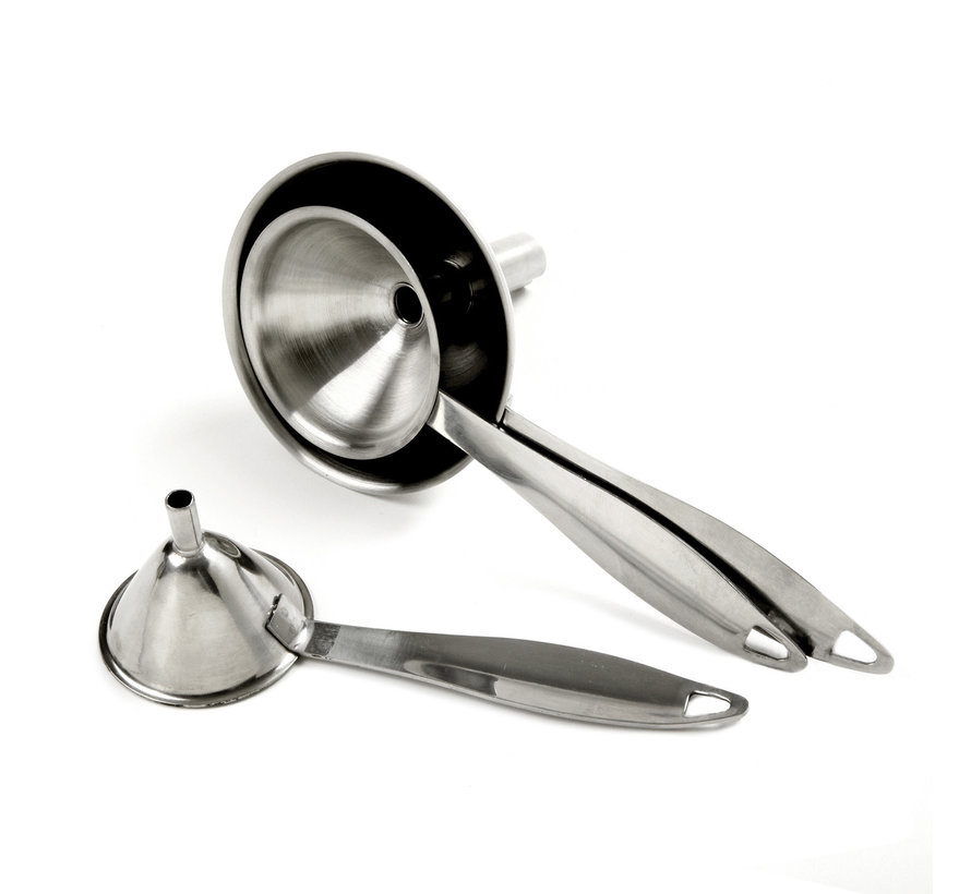 Funnel W/Handle Set Of 3, Stainless Steel