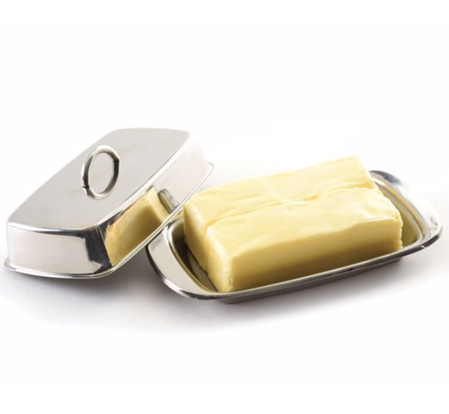 Double Covered Butter Dish - Stainless Steel