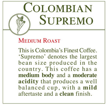 Fresh Roasted Coffee - Colombian Supremo