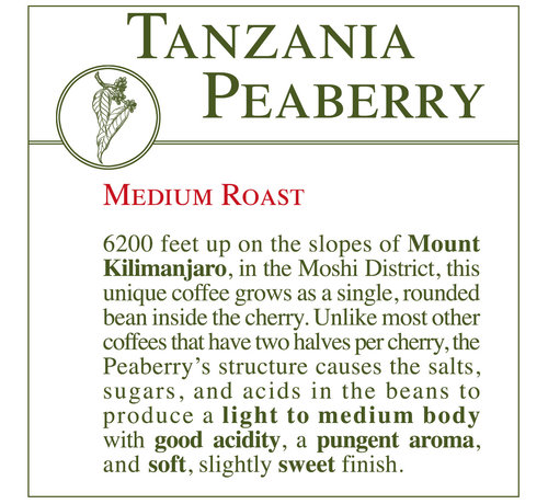 Fresh Roasted Coffee - Tanzania Peaberry