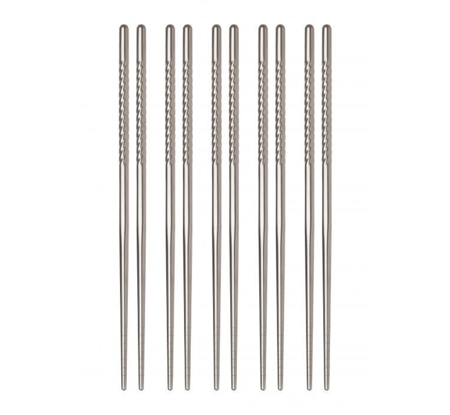 Stainless Steel Chopsticks 9", 5 Pair