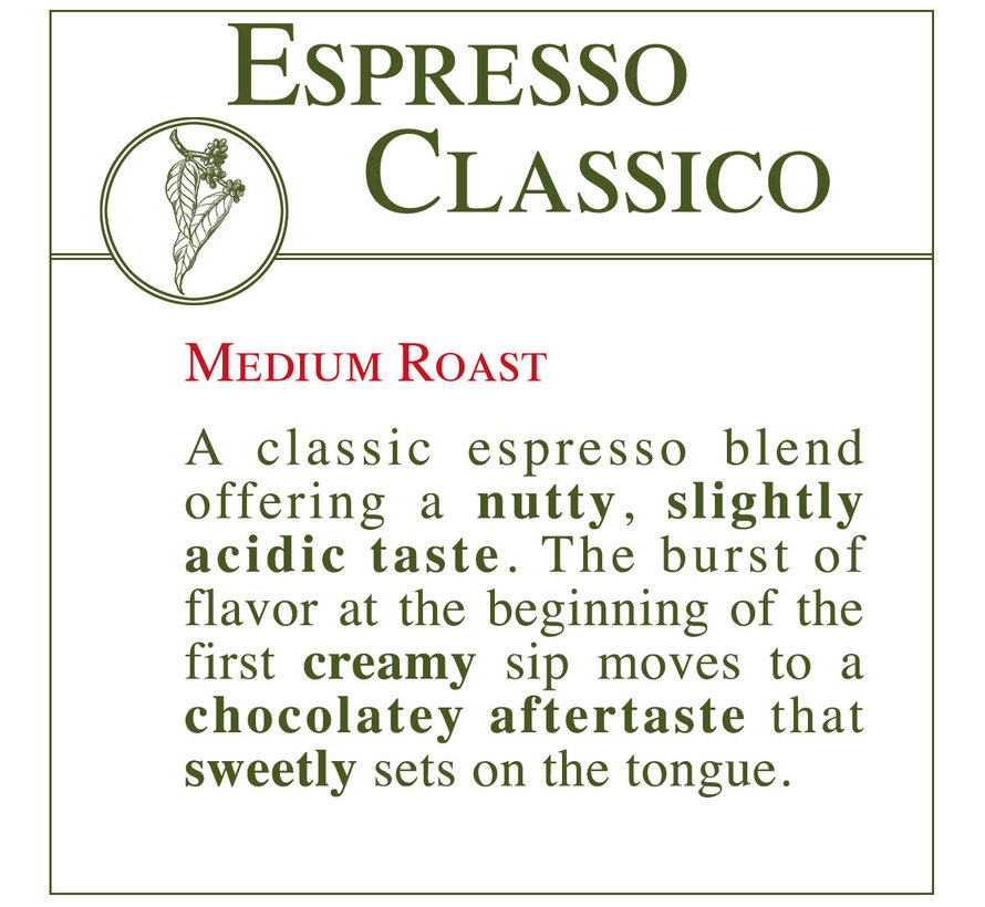 Fresh Roasted Coffee - Espresso Classico