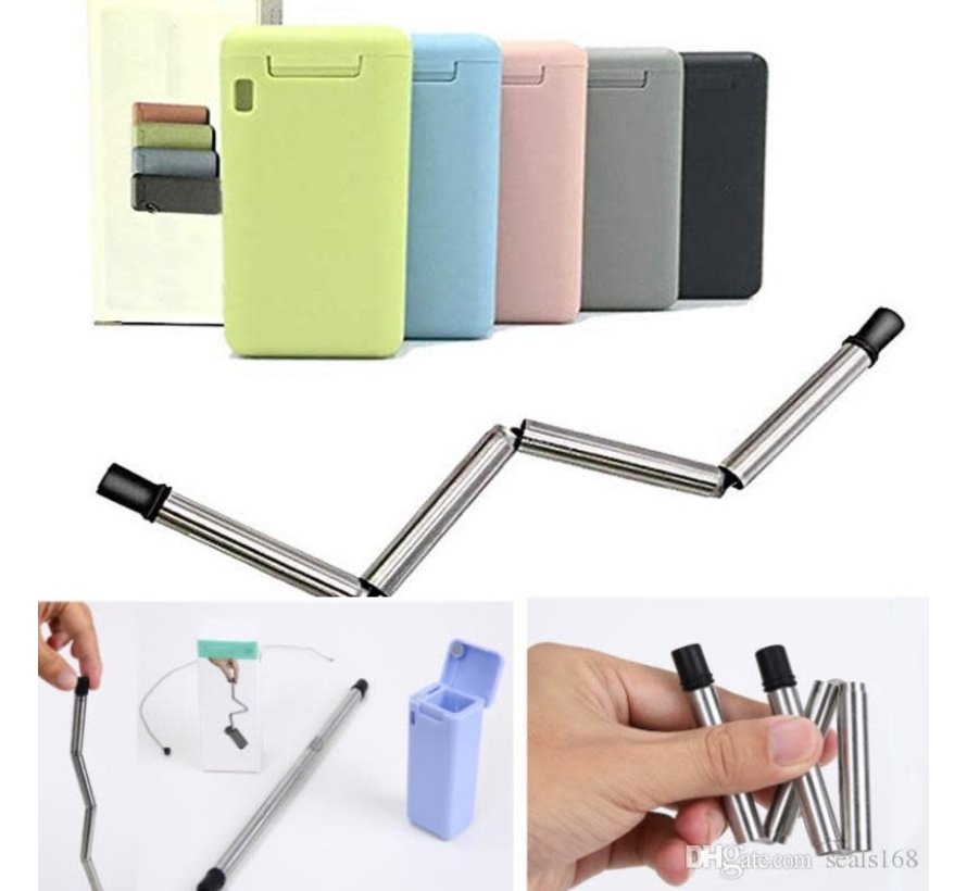 Collapsible Reusable Stainless Steel Straw - Arctic-Melt Blue Case