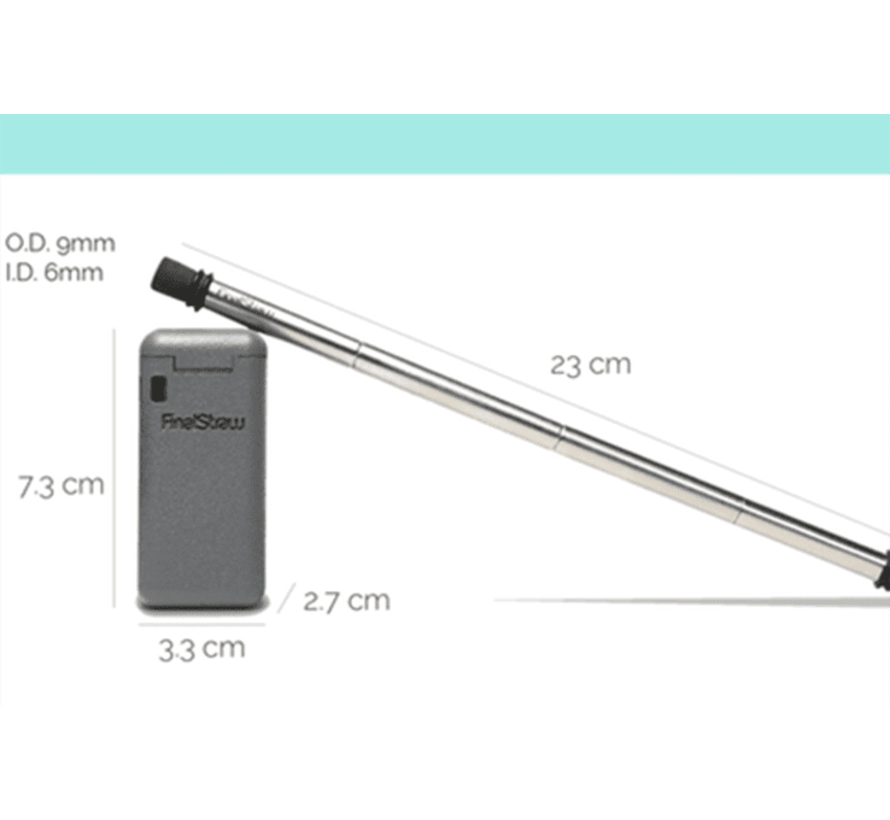 Collapsible Reusable Stainless Steel Straw - Shark-Butt Grey Case