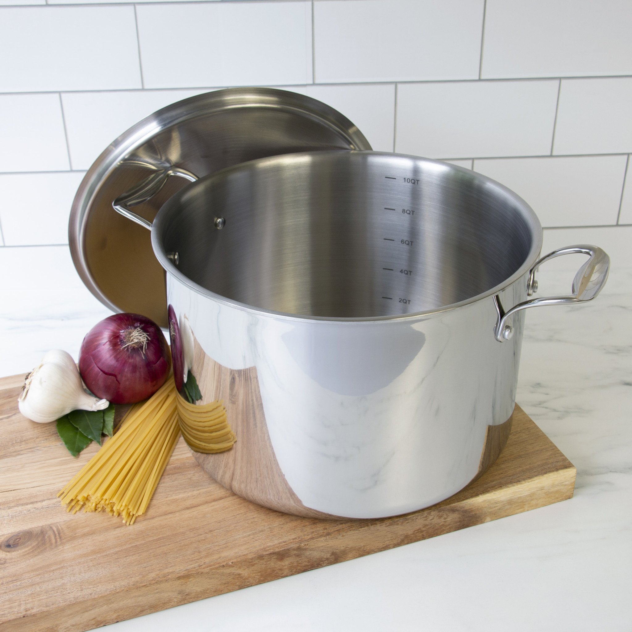 Stock Pot - Tri-ply 18/10 Professional Grade Induction Ready with Stainless  Steel Lid and Stay Cool Handles (12 Quarts)