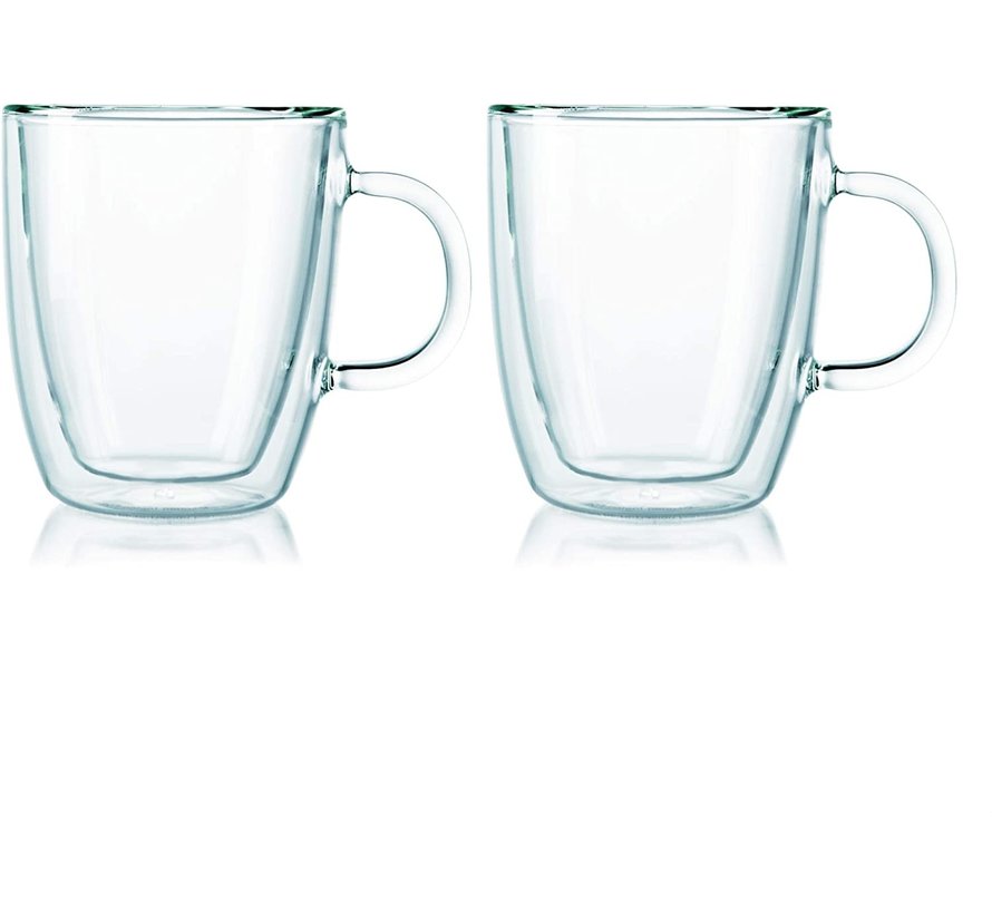 Double Wall Thermo-Glass Mugs, Set of 2