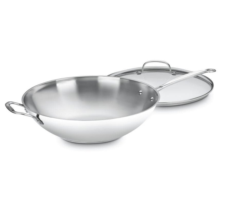 14 Stir-Fry Pan with Helper Handle & Glass Cover 