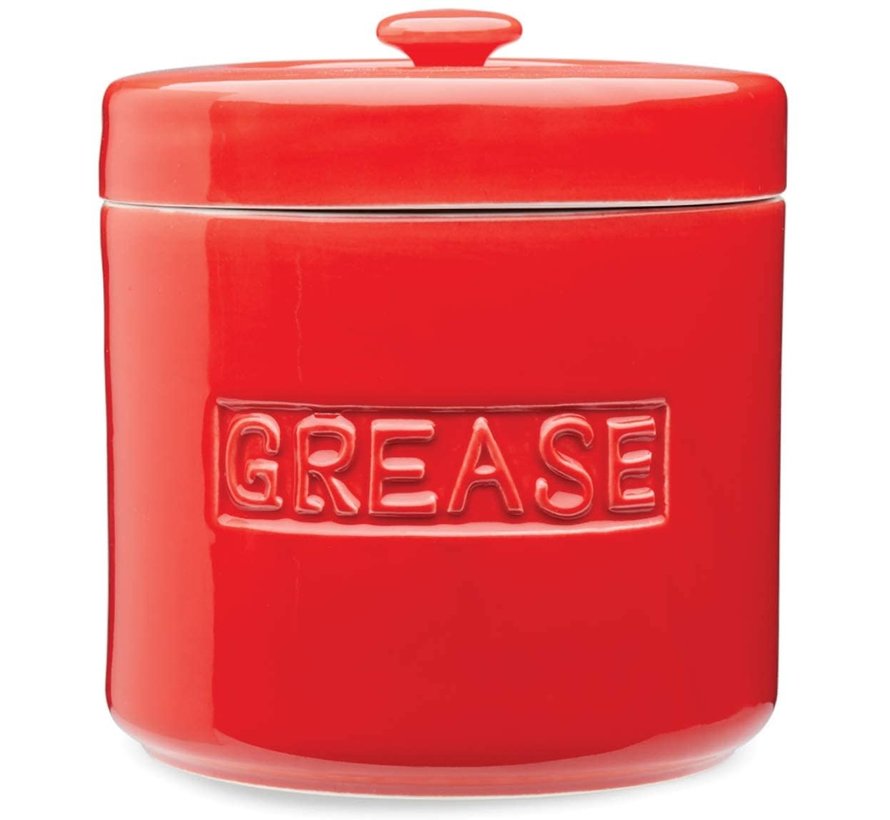 Porcelain Grease Container-Red