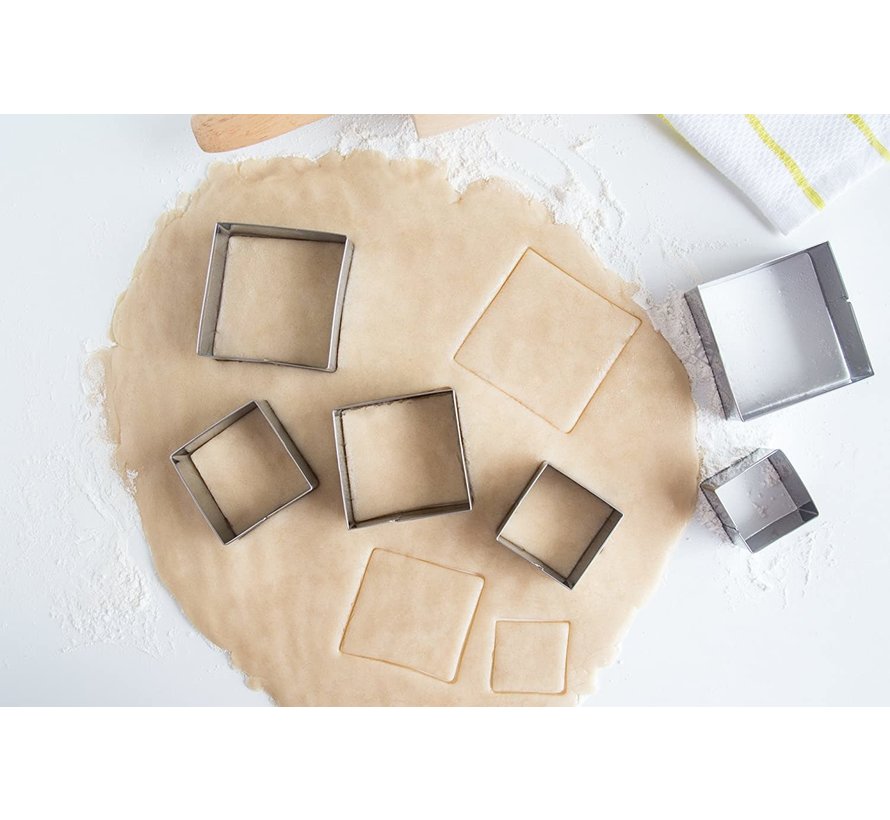 Square Stainless Steel Cookie Cutters, 6 PIece Graduated