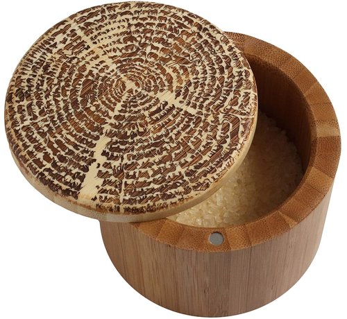 Totally Bamboo Round Salt Box "Tree Of Life"