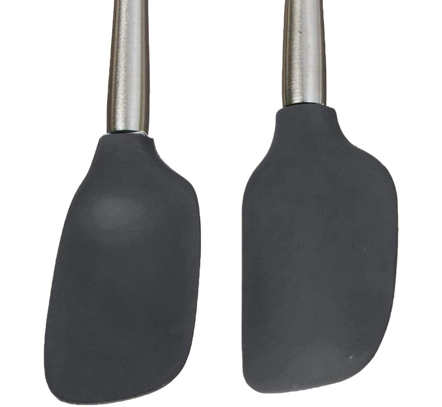 Stainless Handled Mini Spatula & Spoonula Set Charcoal