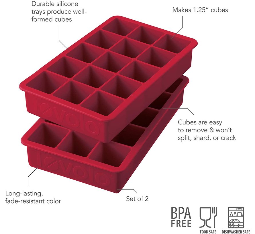 Perfect Cube Ice Trays - Set of 2 Cayenne
