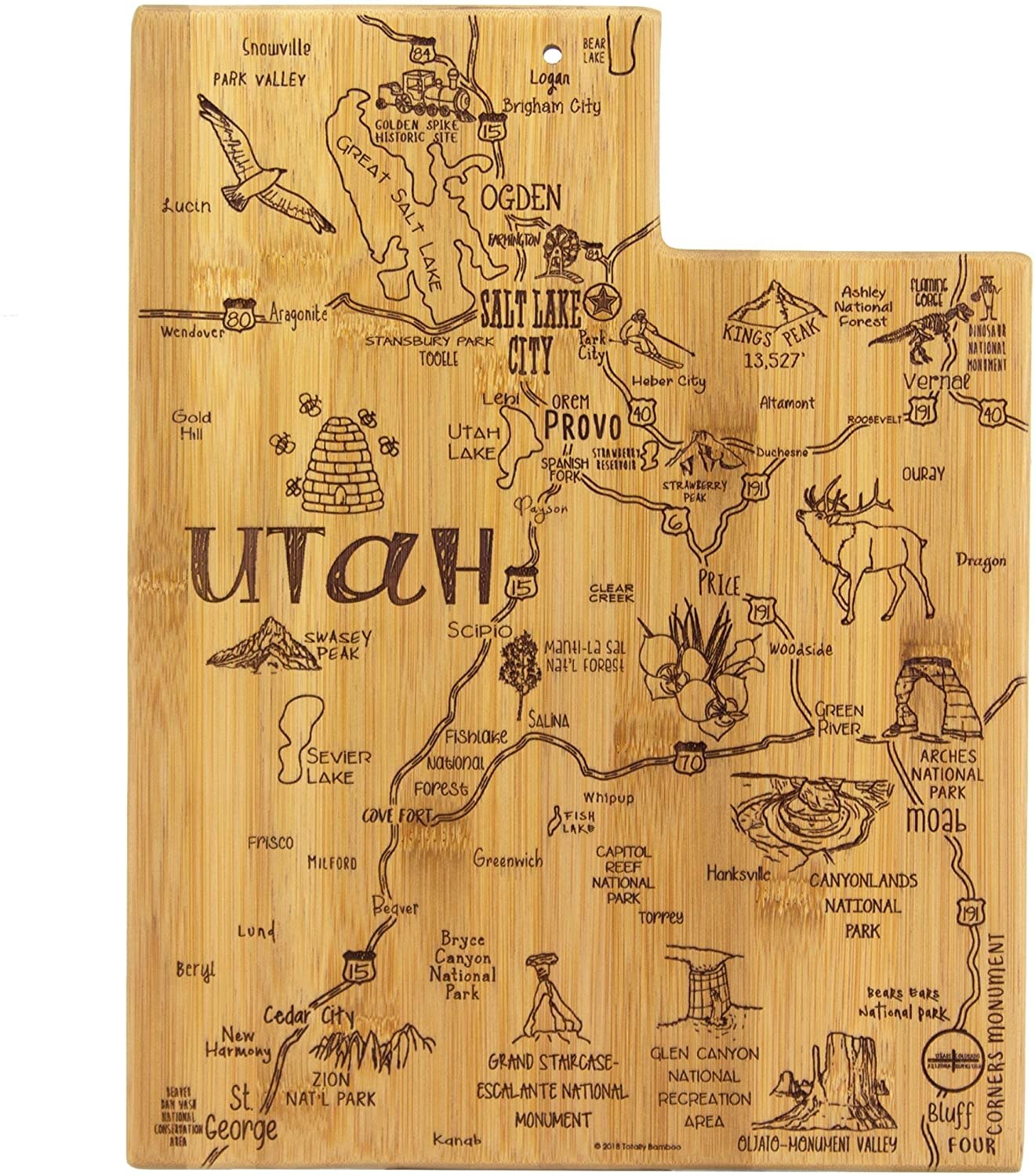 Totally Bamboo Destination Utah Cutting Board Spoons N Spice