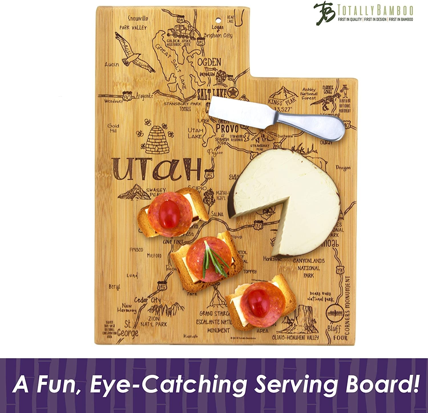 Totally Bamboo Destination Utah Cutting Board Spoons N Spice