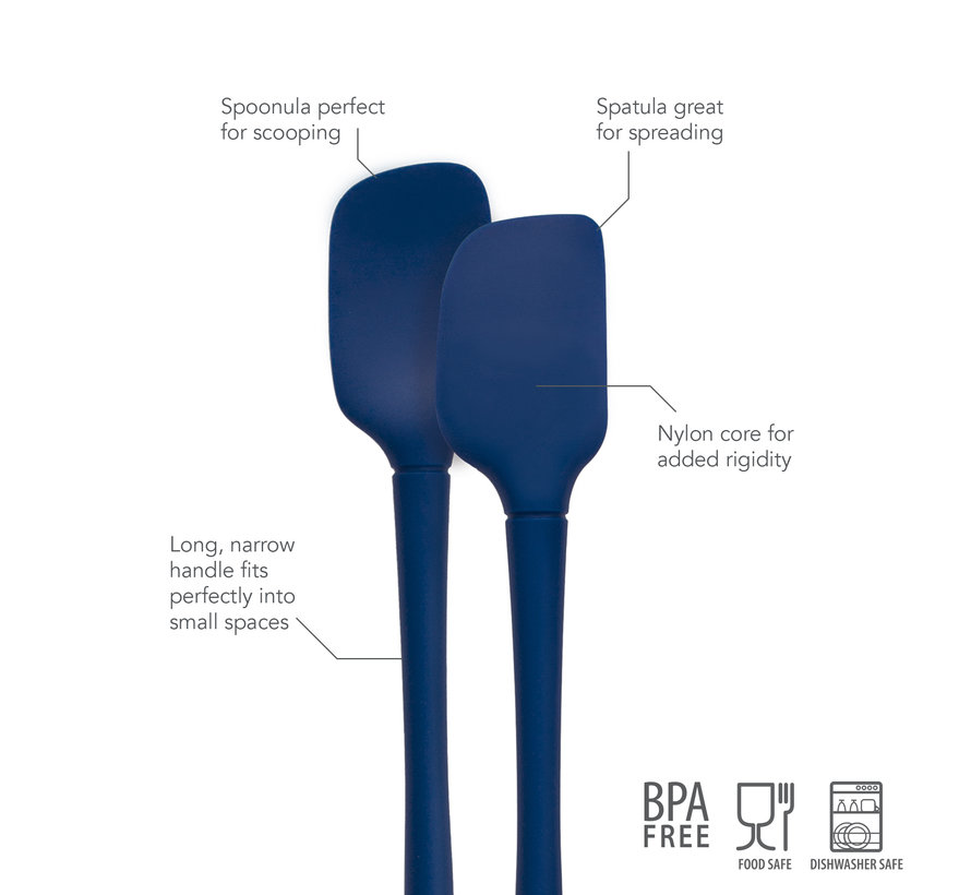 Flex-Core® All Silicone Set of 2 Mini Spatula & Spoonula Deep Indigo