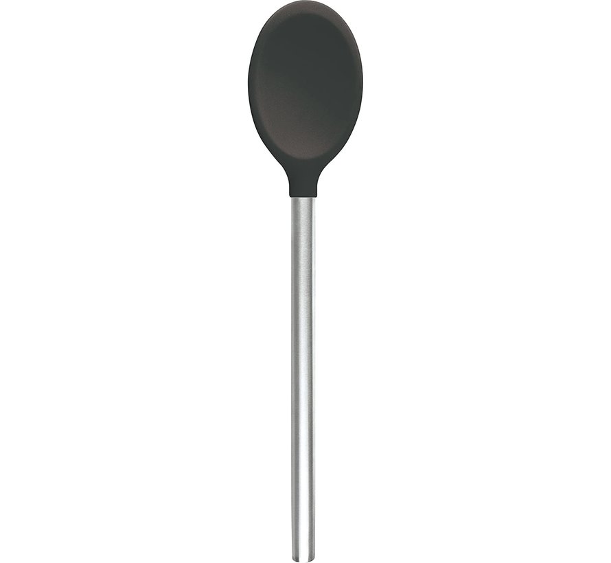 Stainless Steel Handled Silicone Mixing Spoon - Charcoal
