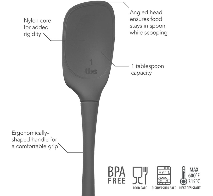 Flex-Core Silicone Deep Spoon - Charcoal