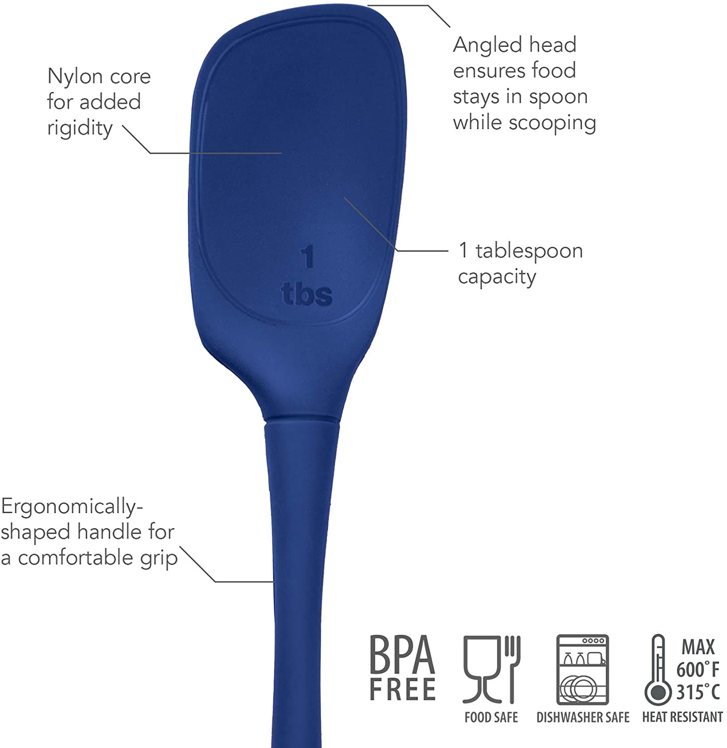 Tovolo Flex-Core All Silicone Deep Spoon - Indigo