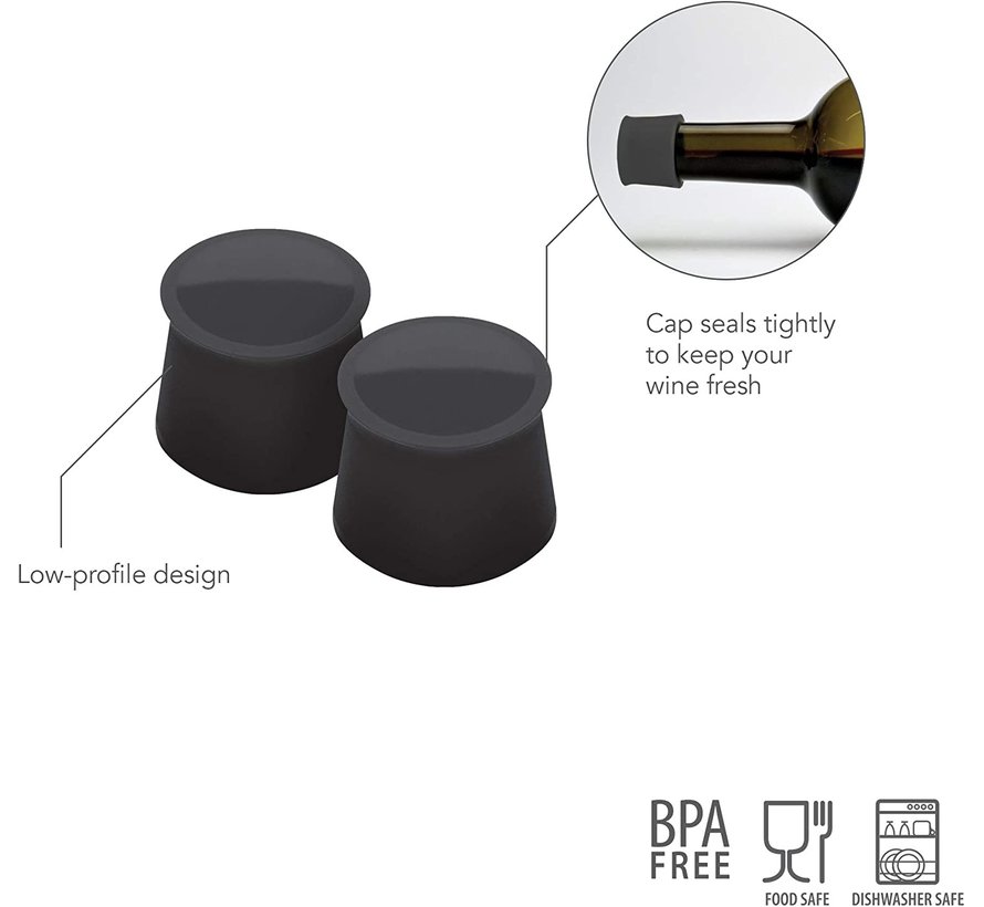 Silicone Wine Caps - Charcoal (Set of 2)